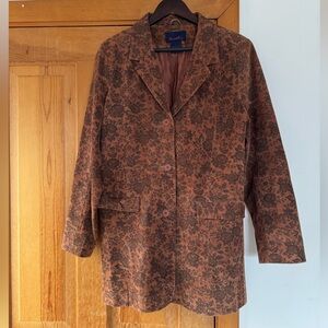 Denim&Co Brown Burnt Suede Floral Jacket